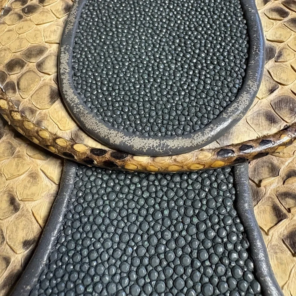 Khirma Eliazov Scalloped Clutch featuring stingray and python panels